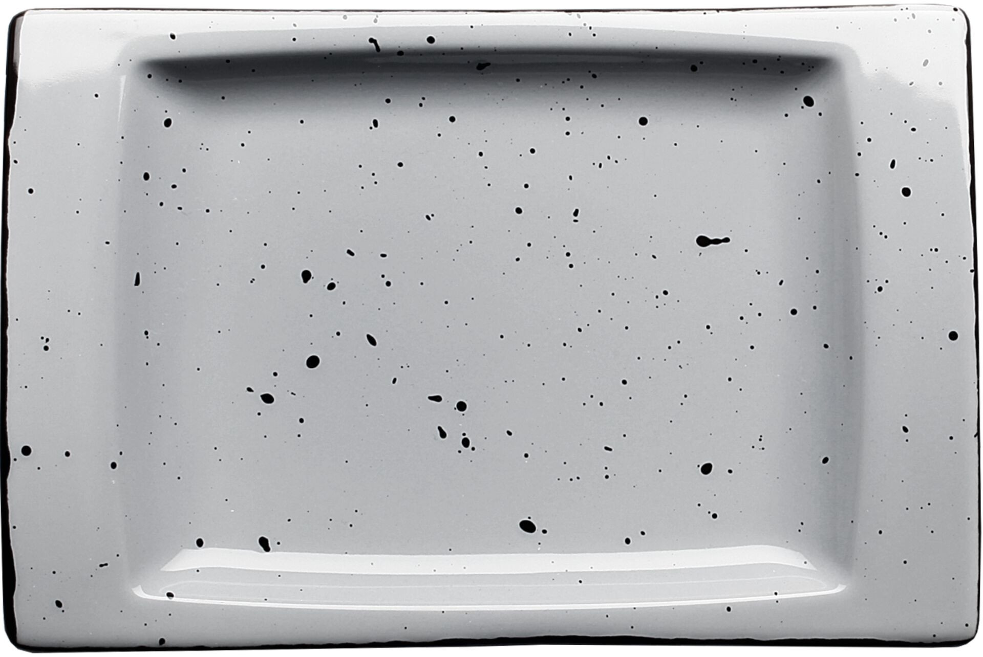 Porzellanserie "Granja" grau Platte flach eckig, 18 x 12 cm